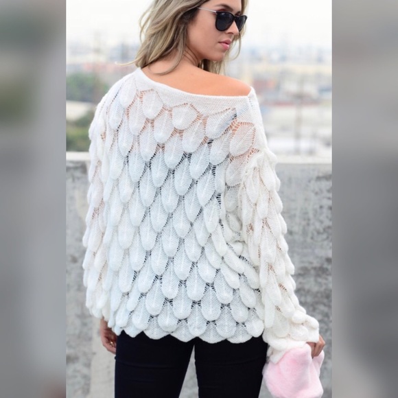 Boho Crocheted Feather Sweater - Picture 2 of 7